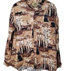 Outdoor Life Field Tested Duck Hunting Shirt Brown Labrador Cotton Mens 2XL